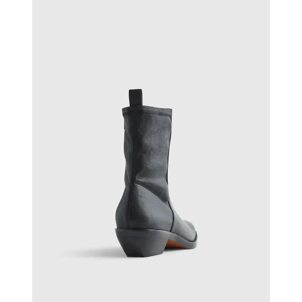 New  Madewell The Idris Black Leather Ankle Boot Women Size 9 Western Inspired - Picture 4 of 6